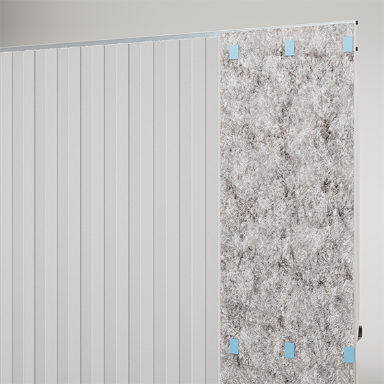 TechFour Plus® insulated wall panel render showcasing integrated insulation core, concealed-fastener attachment system and durable ribbed exterior profile for high-performance building envelopes.